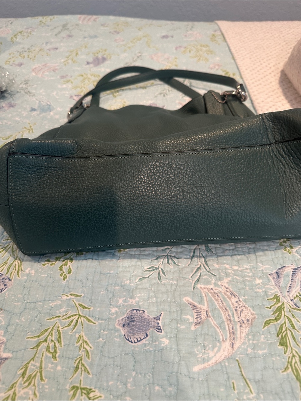 Coach Green Pebbled Leather Shoulder Hobo with Matching Wallet - Picture 9 of 11